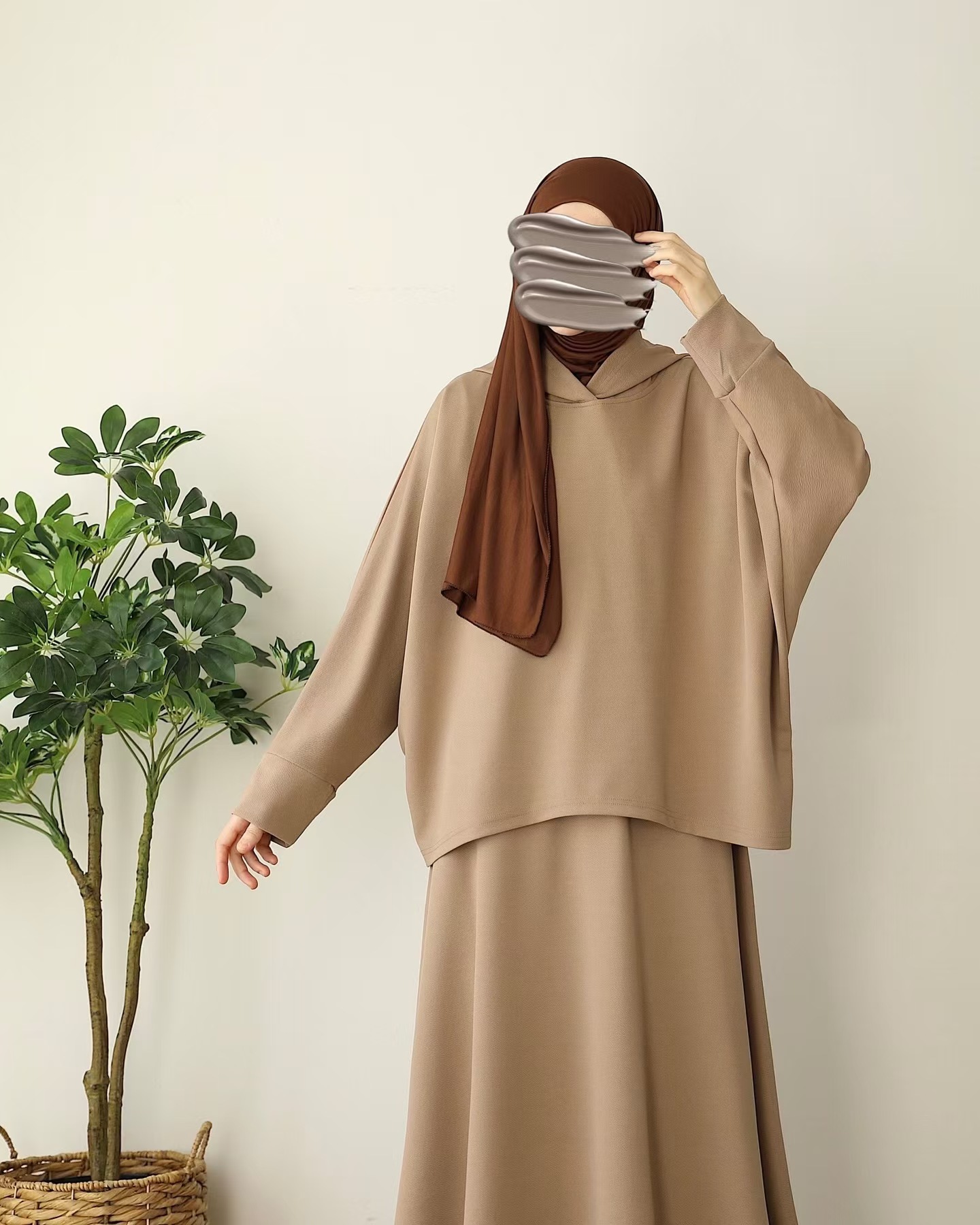 Muslim 2 Piece Set Women Hooded Top Skirt Suit Hoodie Ramadan Dubai Islam Casual Ensemble Arabic Long Skirts Outfits - detail 2