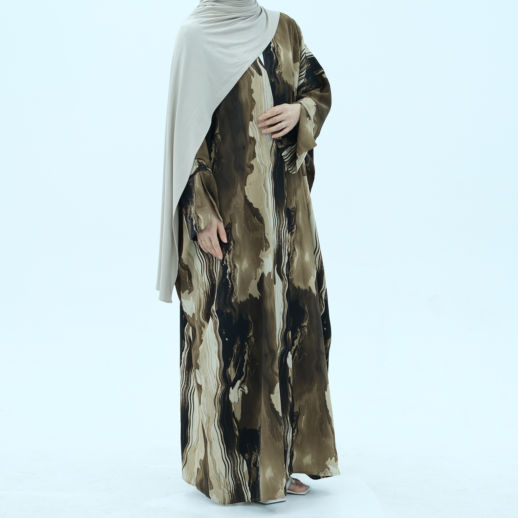 Muslim Dress for Women Party Abaya Print Cardigan Ramadan Eid Arab Long Robe Dubai Kaftan Islam Vestidos Jalabiya - detail 4