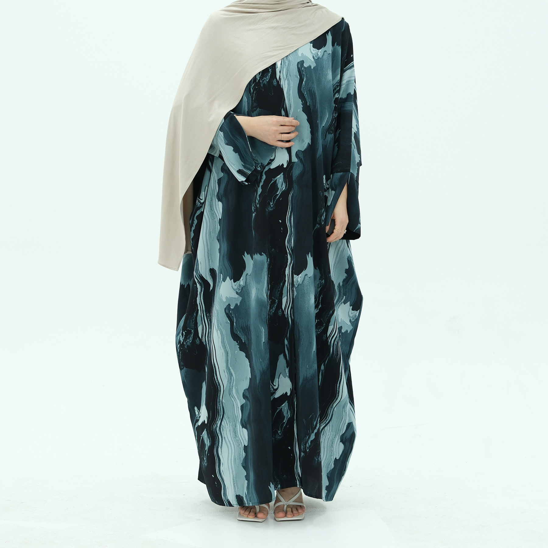 Muslim Dress for Women Party Abaya Print Cardigan Ramadan Eid Arab Long Robe Dubai Kaftan Islam Vestidos Jalabiya - detail 1
