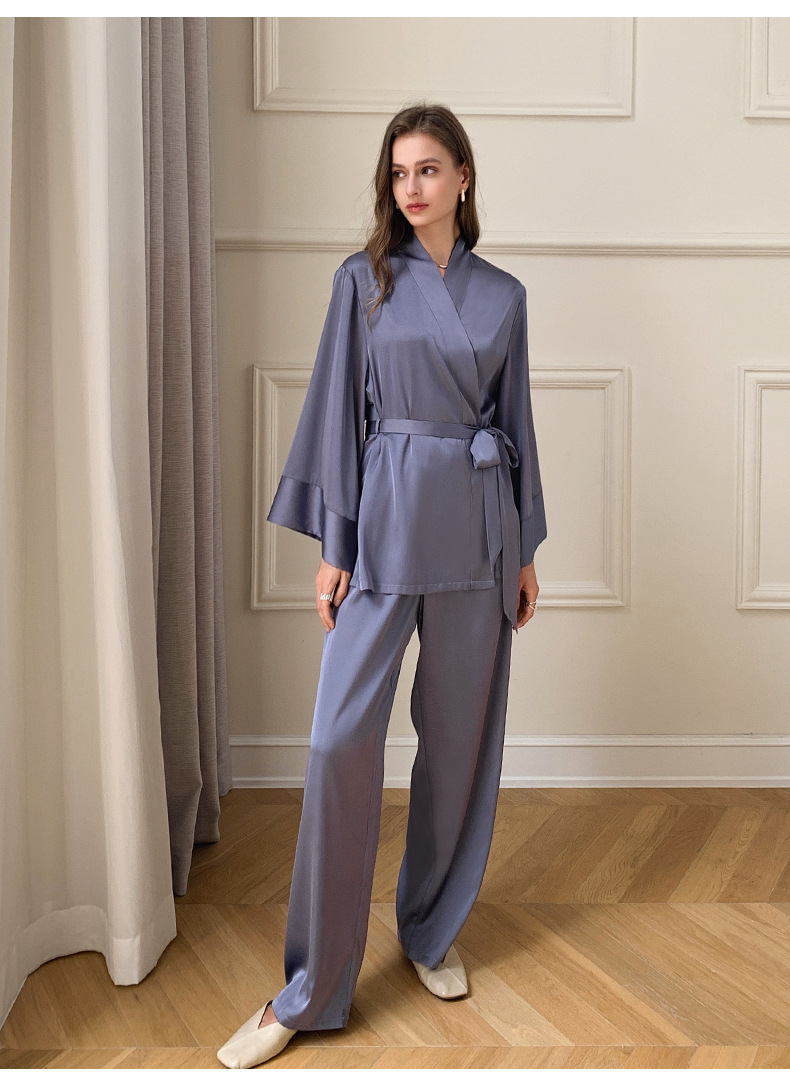 Womens Silk Satin Pajamas Set Sleepwear Pijama Women's Loungewear Pajamas Suit Pijama Mujer Two Piece Set - detail 5