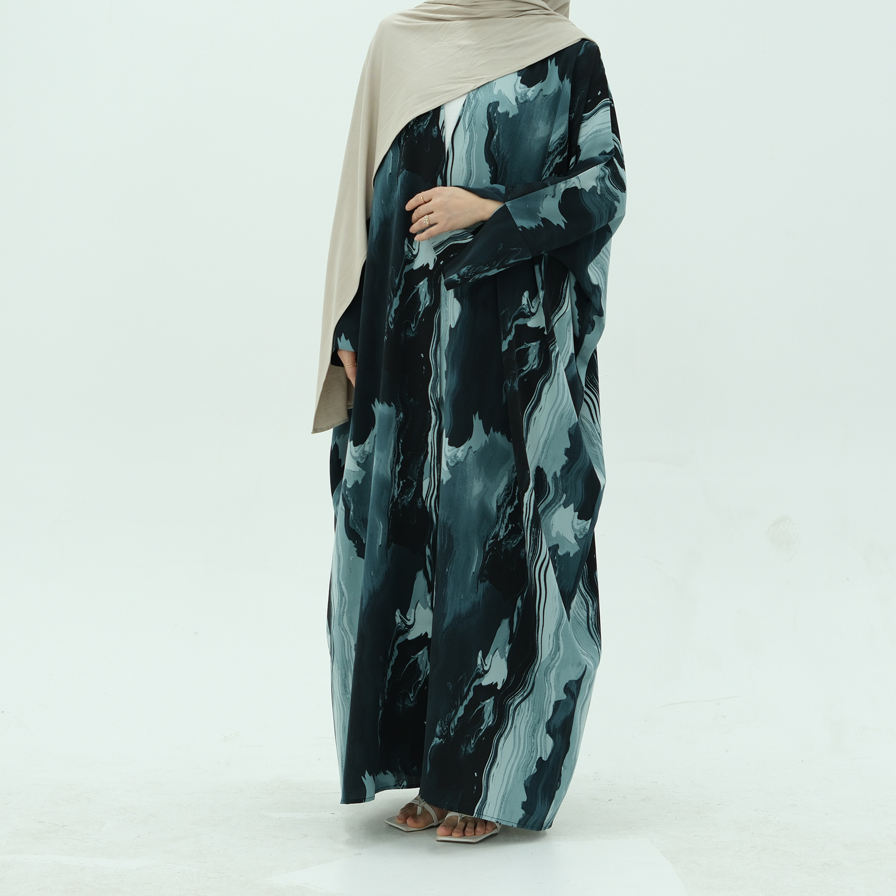 Muslim Dress for Women Party Abaya Print Cardigan Ramadan Eid Arab Long Robe Dubai Kaftan Islam Vestidos Jalabiya - detail 3