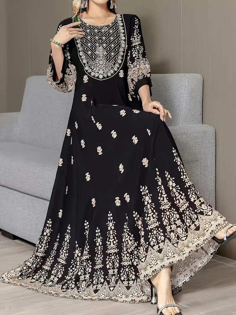Women's Bohemian Dress Summer Vacation Long Dresses Retro Floral Embroidery Loose Elegant Luxury Maxi Dress - detail 6