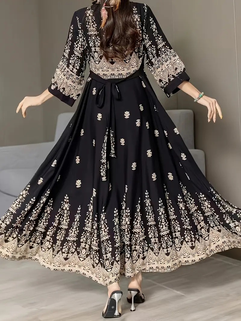 Women's Bohemian Dress Summer Vacation Long Dresses Retro Floral Embroidery Loose Elegant Luxury Maxi Dress - detail 3