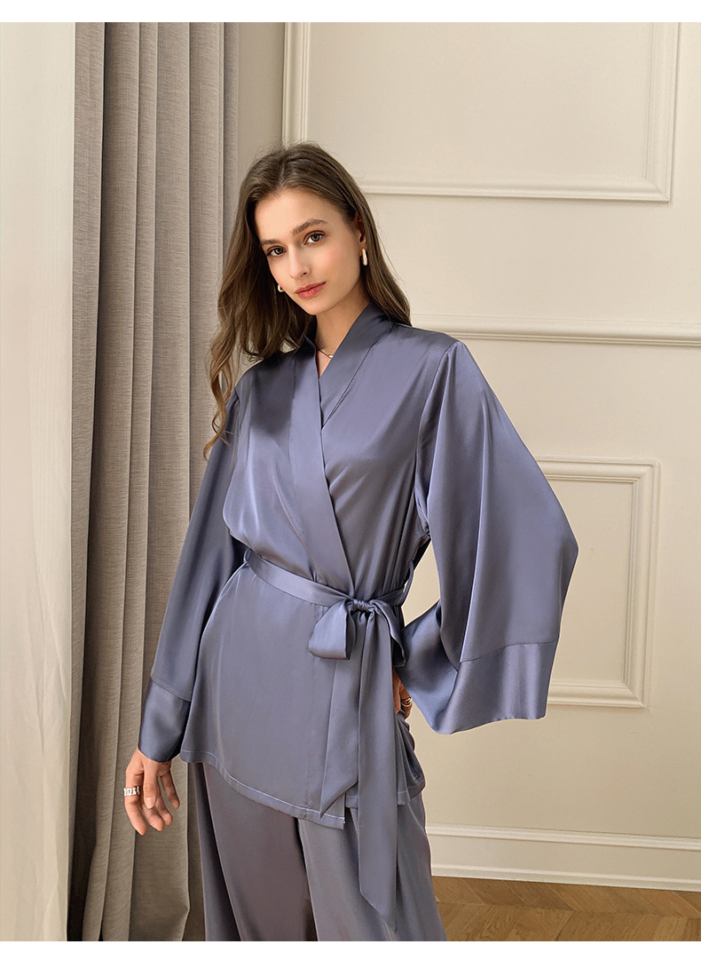 Womens Silk Satin Pajamas Set Sleepwear Pijama Women's Loungewear Pajamas Suit Pijama Mujer Two Piece Set - detail 6
