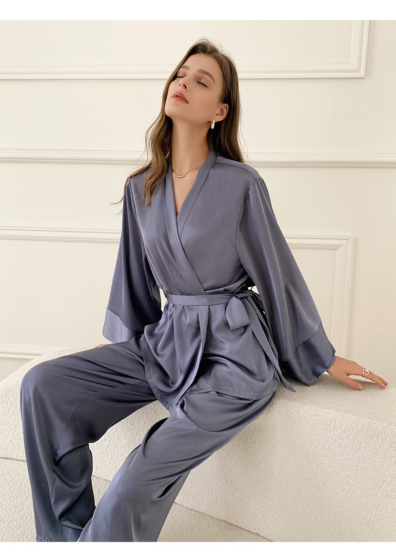 Womens Silk Satin Pajamas Set Sleepwear Pijama Women's Loungewear Pajamas Suit Pijama Mujer Two Piece Set - detail 7