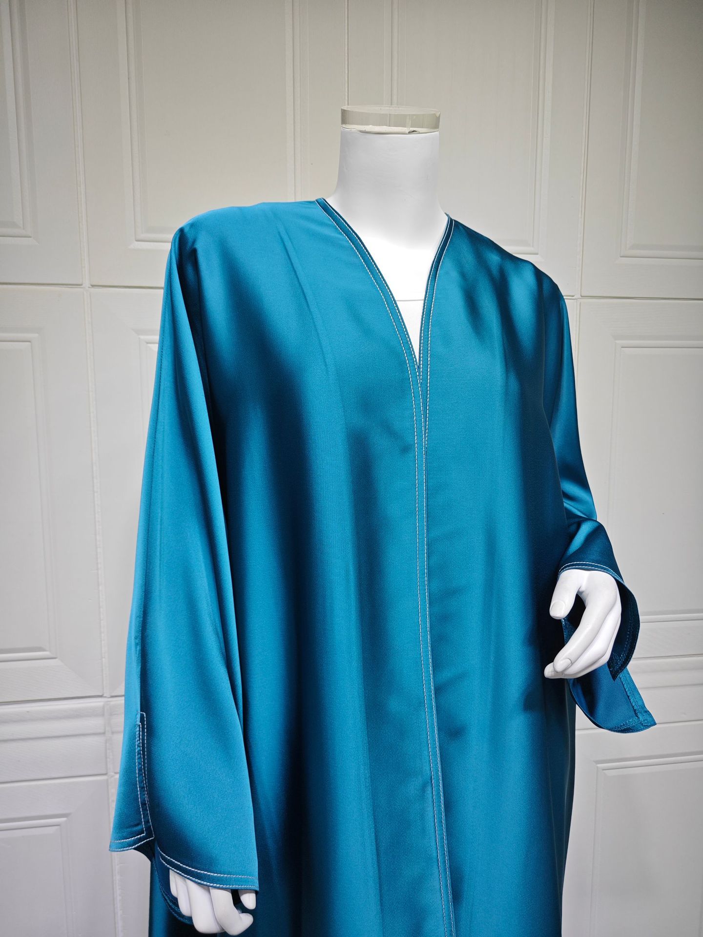 Luxury Elegant Eid Abaya Muslim Islamic Open Abaya Dubai Kaftan Maxi Robe Women Dress Satin Open Kimono - detail 3