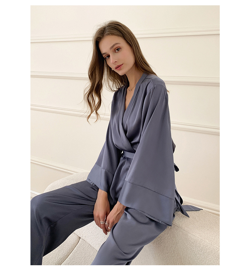 Womens Silk Satin Pajamas Set Sleepwear Pijama Women's Loungewear Pajamas Suit Pijama Mujer Two Piece Set - detail 4
