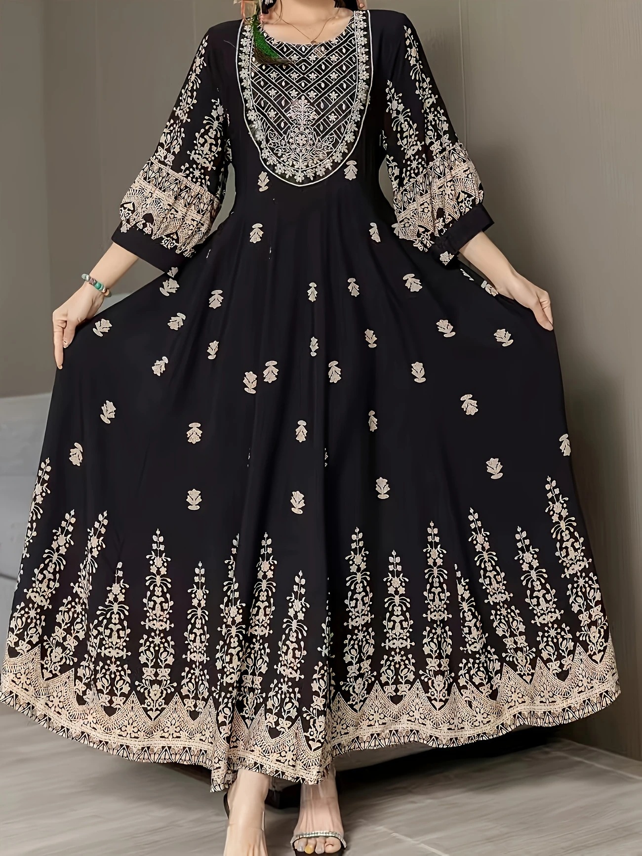 Women's Bohemian Dress Summer Vacation Long Dresses Retro Floral Embroidery Loose Elegant Luxury Maxi Dress - detail 5