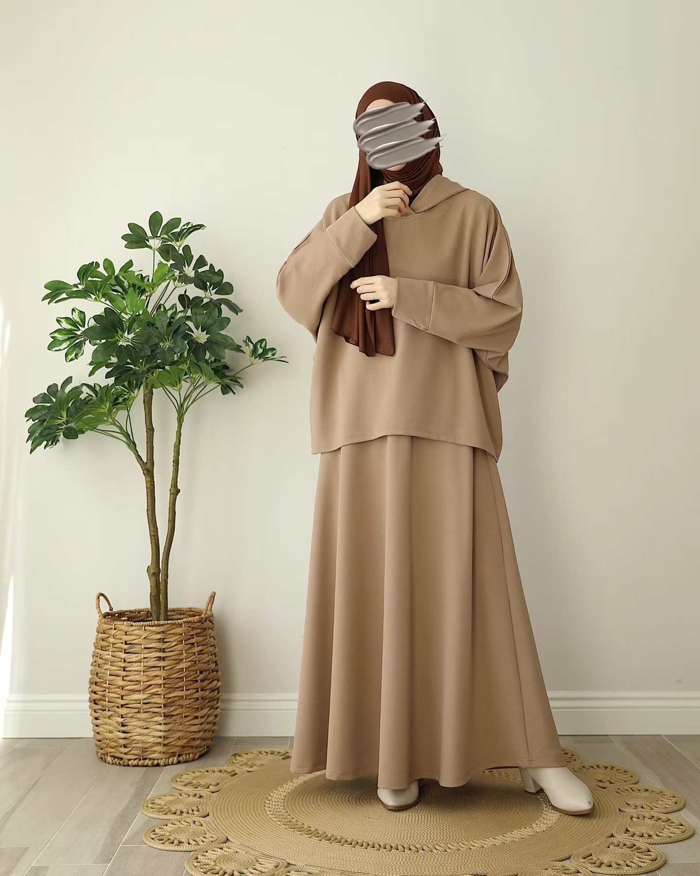 Muslim 2 Piece Set Women Hooded Top Skirt Suit Hoodie Ramadan Dubai Islam Casual Ensemble Arabic Long Skirts Outfits - detail 1