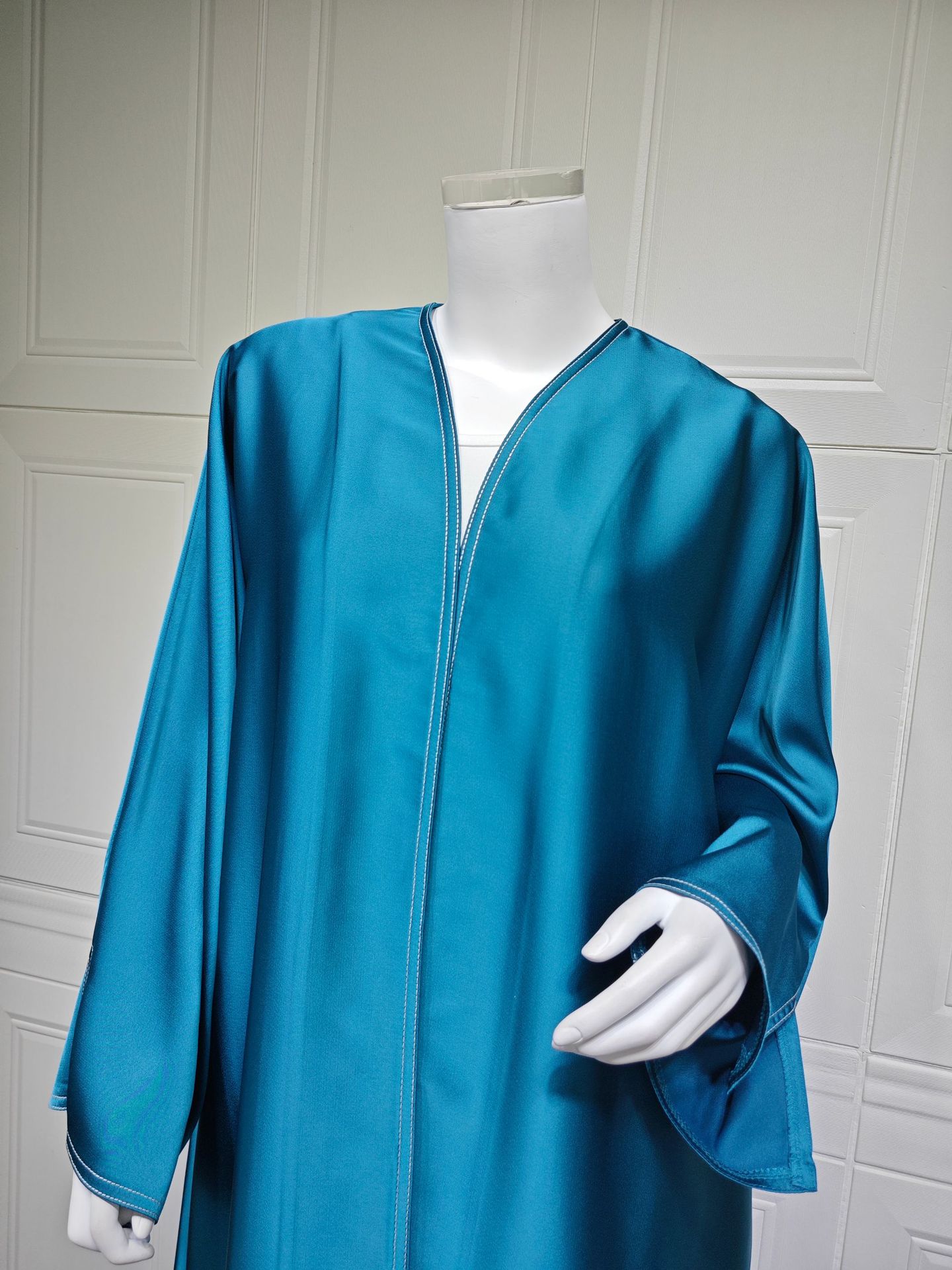 Luxury Elegant Eid Abaya Muslim Islamic Open Abaya Dubai Kaftan Maxi Robe Women Dress Satin Open Kimono - detail 5
