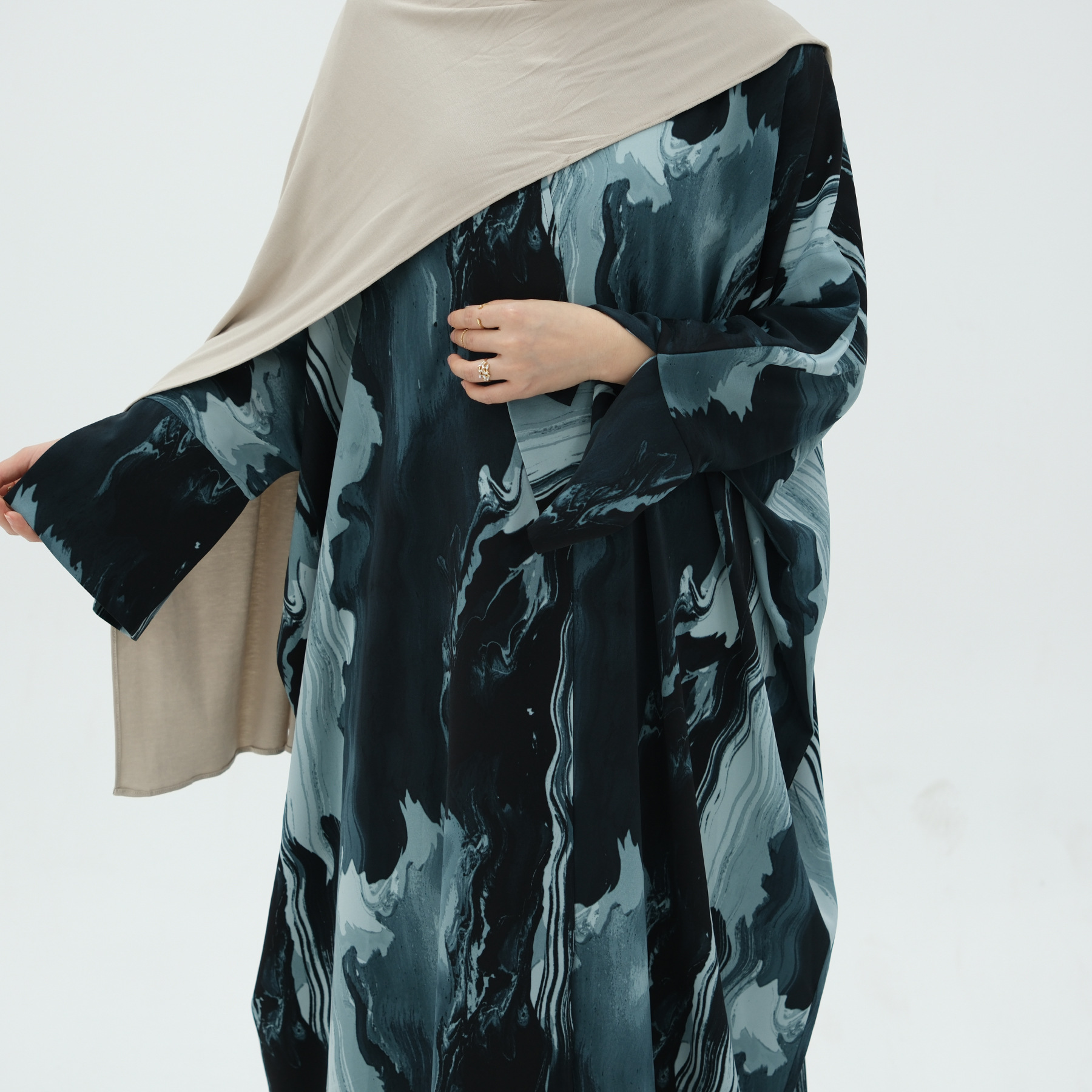 Muslim Dress for Women Party Abaya Print Cardigan Ramadan Eid Arab Long Robe Dubai Kaftan Islam Vestidos Jalabiya - detail 6