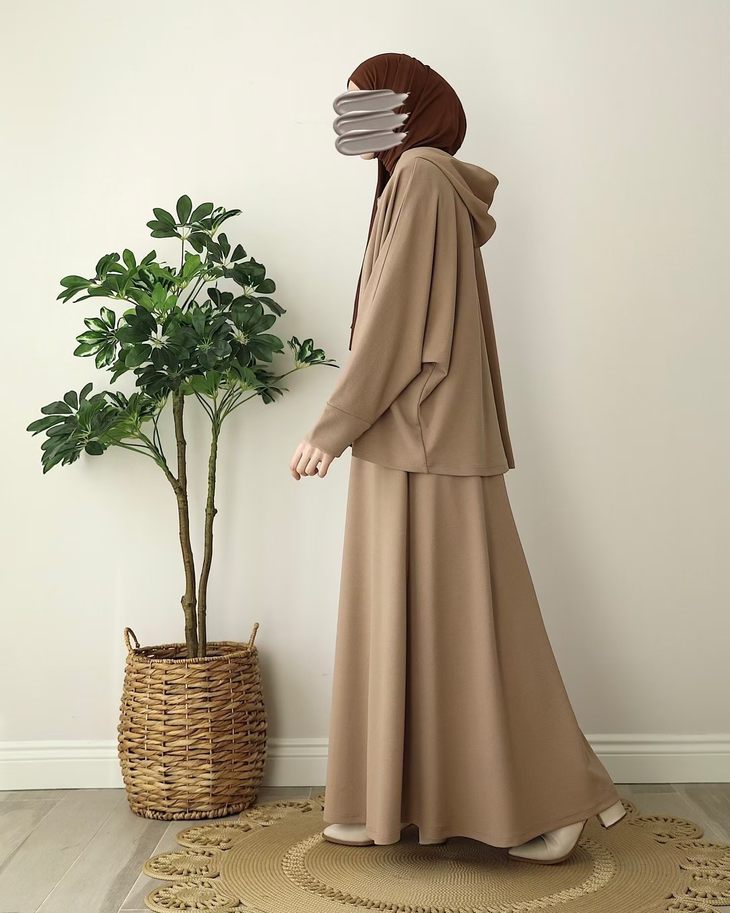 Muslim 2 Piece Set Women Hooded Top Skirt Suit Hoodie Ramadan Dubai Islam Casual Ensemble Arabic Long Skirts Outfits - detail 3
