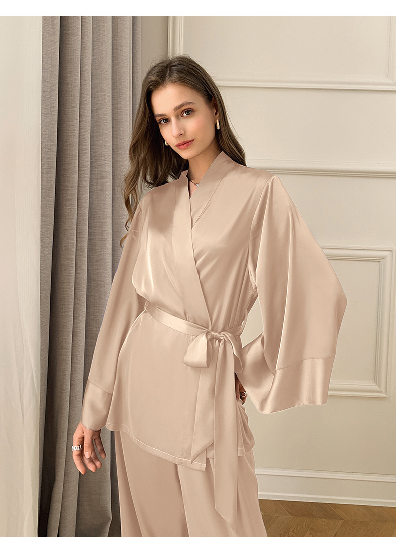 Womens Silk Satin Pajamas Set Sleepwear Pijama Women's Loungewear Pajamas Suit Pijama Mujer Two Piece Set - detail 10