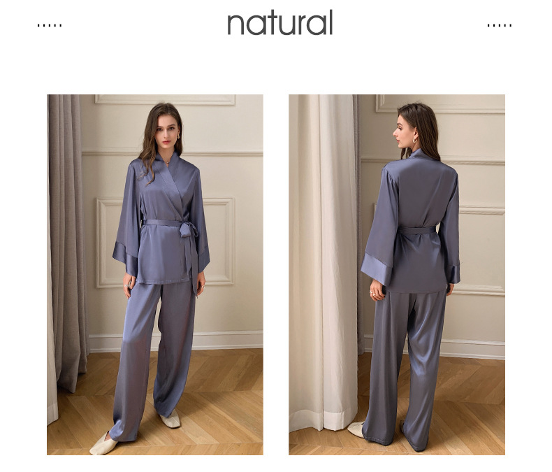 Womens Silk Satin Pajamas Set Sleepwear Pijama Women's Loungewear Pajamas Suit Pijama Mujer Two Piece Set - detail 1