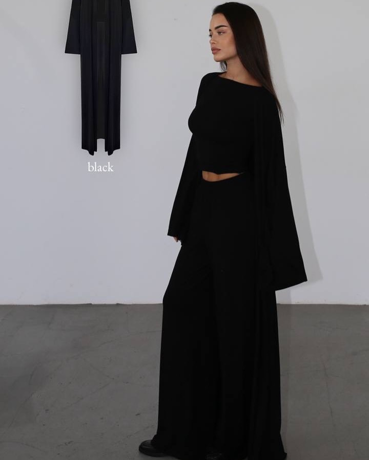 Casual Yellow Women 3 Pieces Suits V-neck Long Coat O-neck Slim Top Wide Leg Trousers Summer New Fashion - detail 9