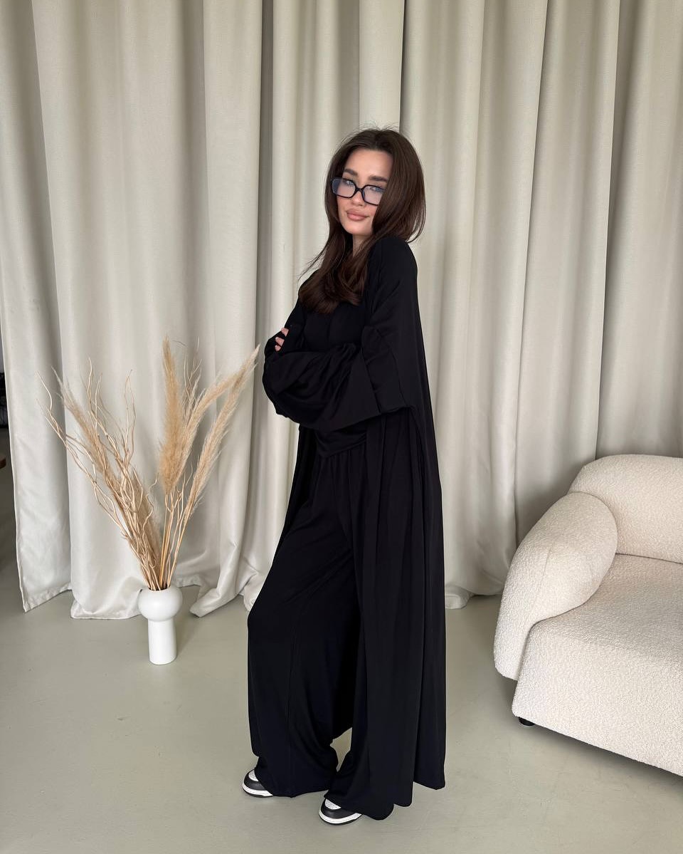 Casual Yellow Women 3 Pieces Suits V-neck Long Coat O-neck Slim Top Wide Leg Trousers Summer New Fashion - detail 10