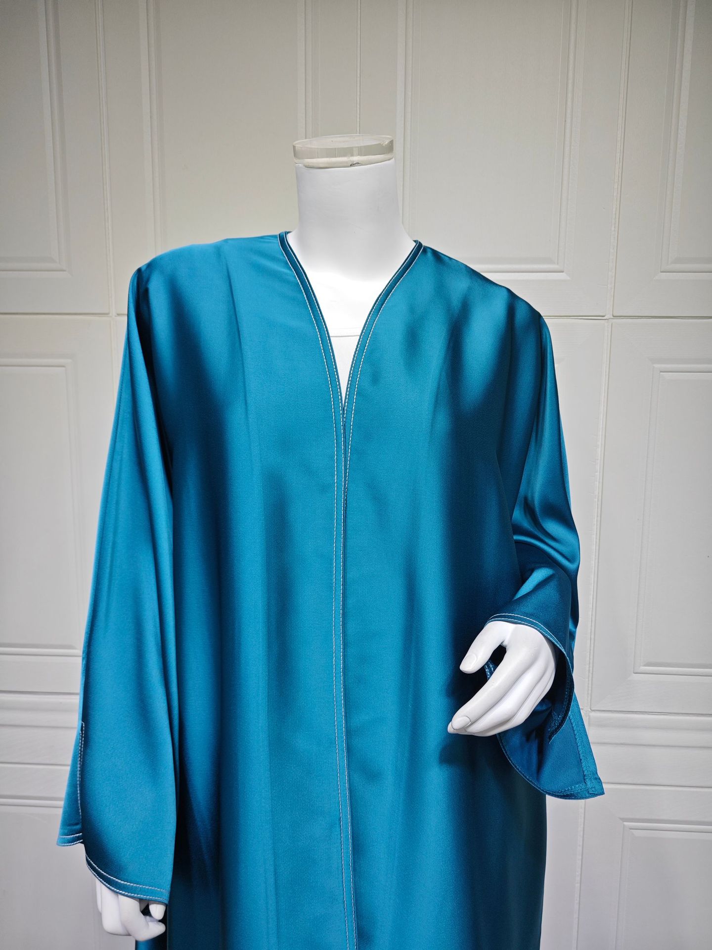 Luxury Elegant Eid Abaya Muslim Islamic Open Abaya Dubai Kaftan Maxi Robe Women Dress Satin Open Kimono - detail 2