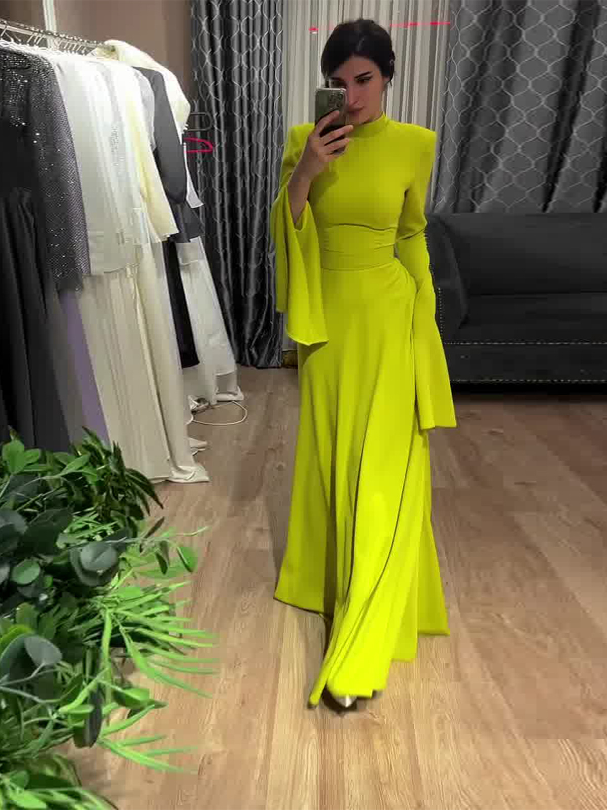 Latest Style Fashion Solid Color Party Evening Dress Women Spring Summer Ruffle Sleeves Elegant A-Line Maxi Dresses - detail 5