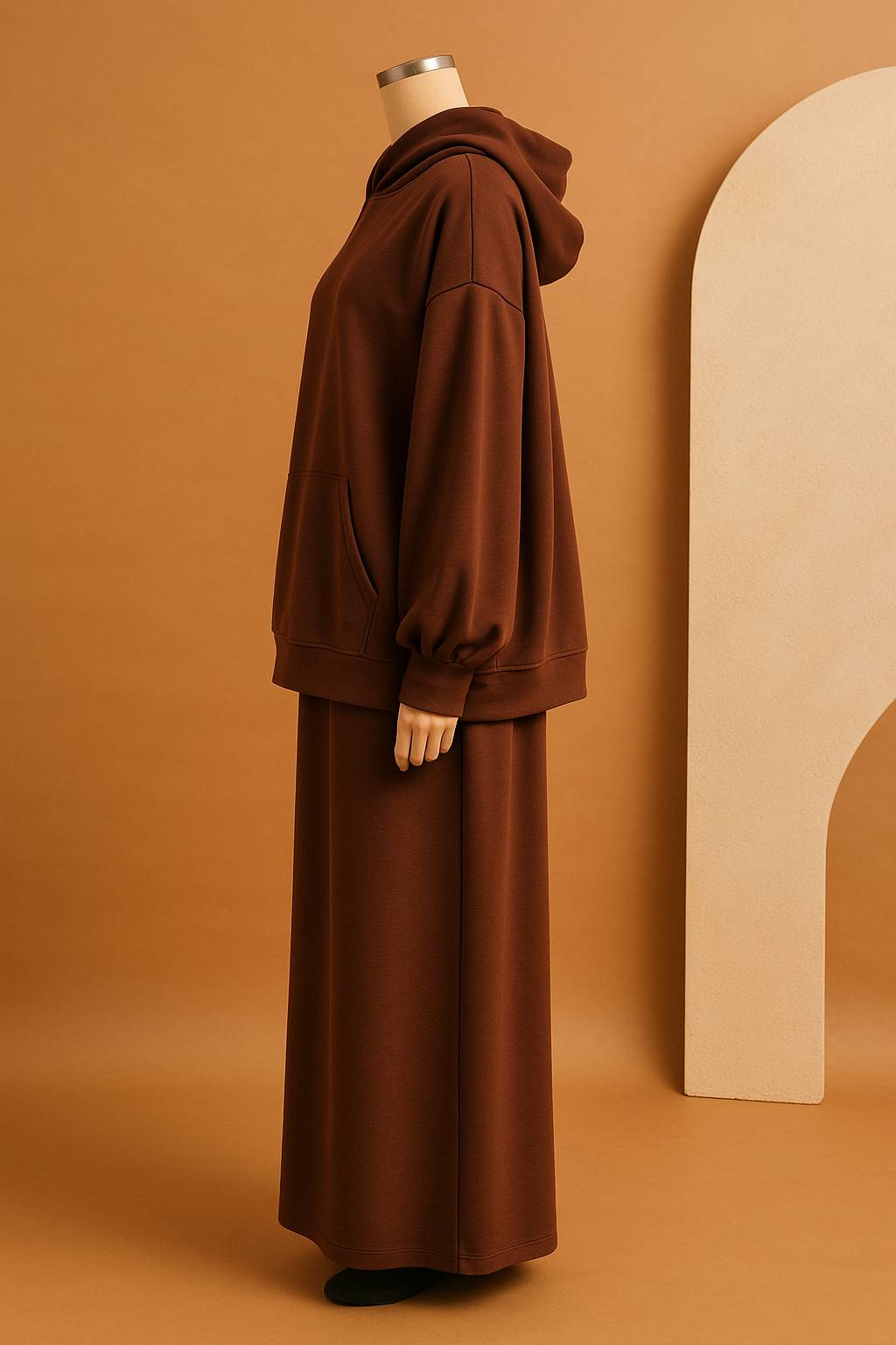 Arab Women's Set Two Pieces Suit Long Sleeve Hooded Tops Loose High Waist Skirt with Pocket Dubai Casual Clothing - detail 2
