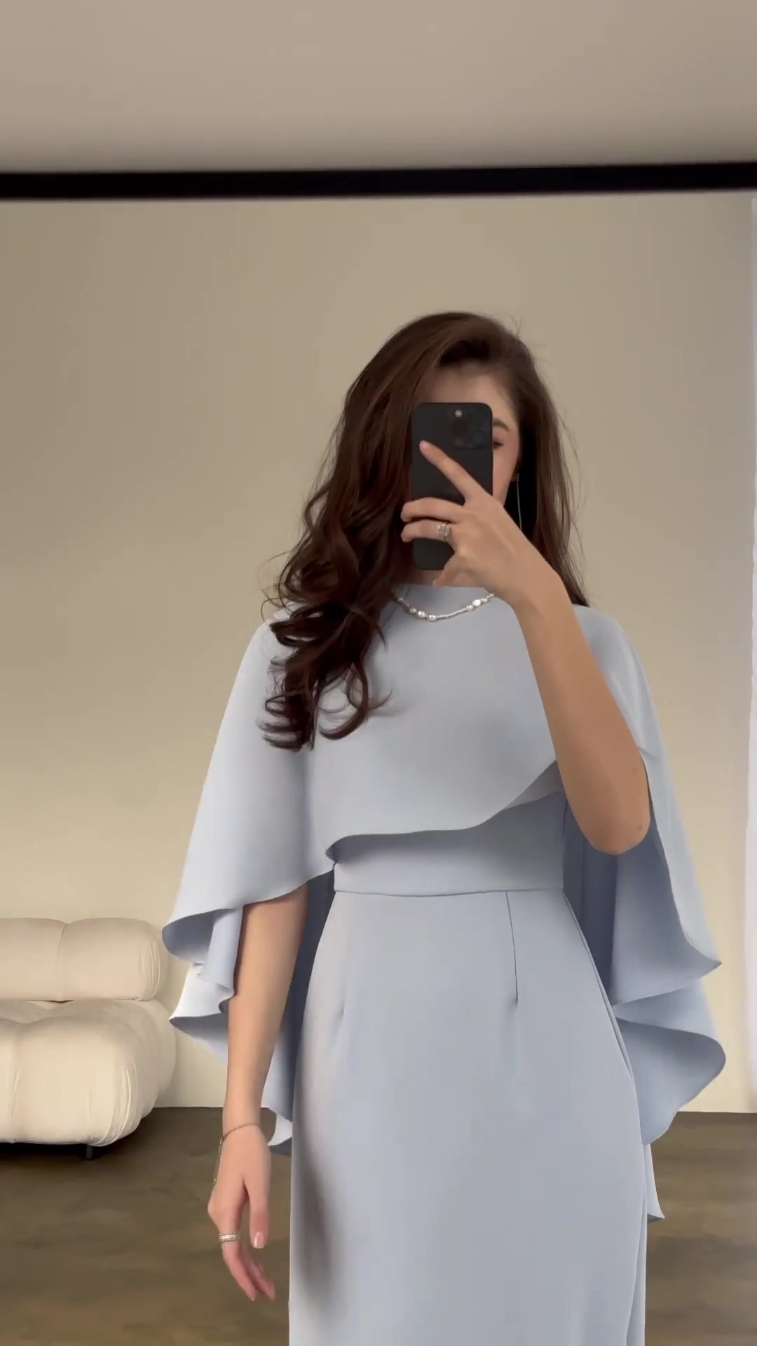 Dress Women Long Dresses Solid Color Slim Fit Tight Waist Round Collar Shawl Splice Elegant Female Vestidos - detail 11