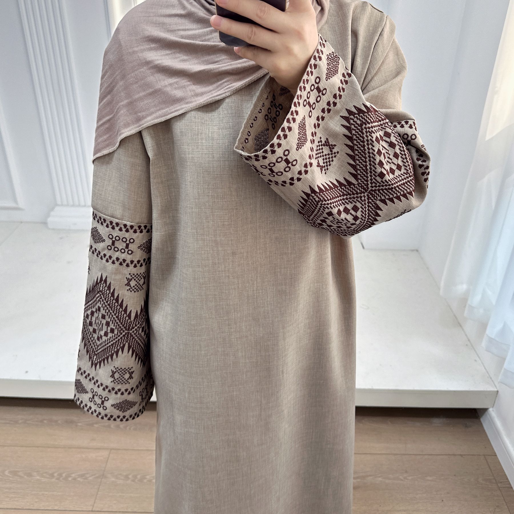 Elegant Ramadan Abaya Kaftan - Dubai Party Dress, Islamic Jubah, Embroidery Cloak, Muslim Women Wear - detail 4