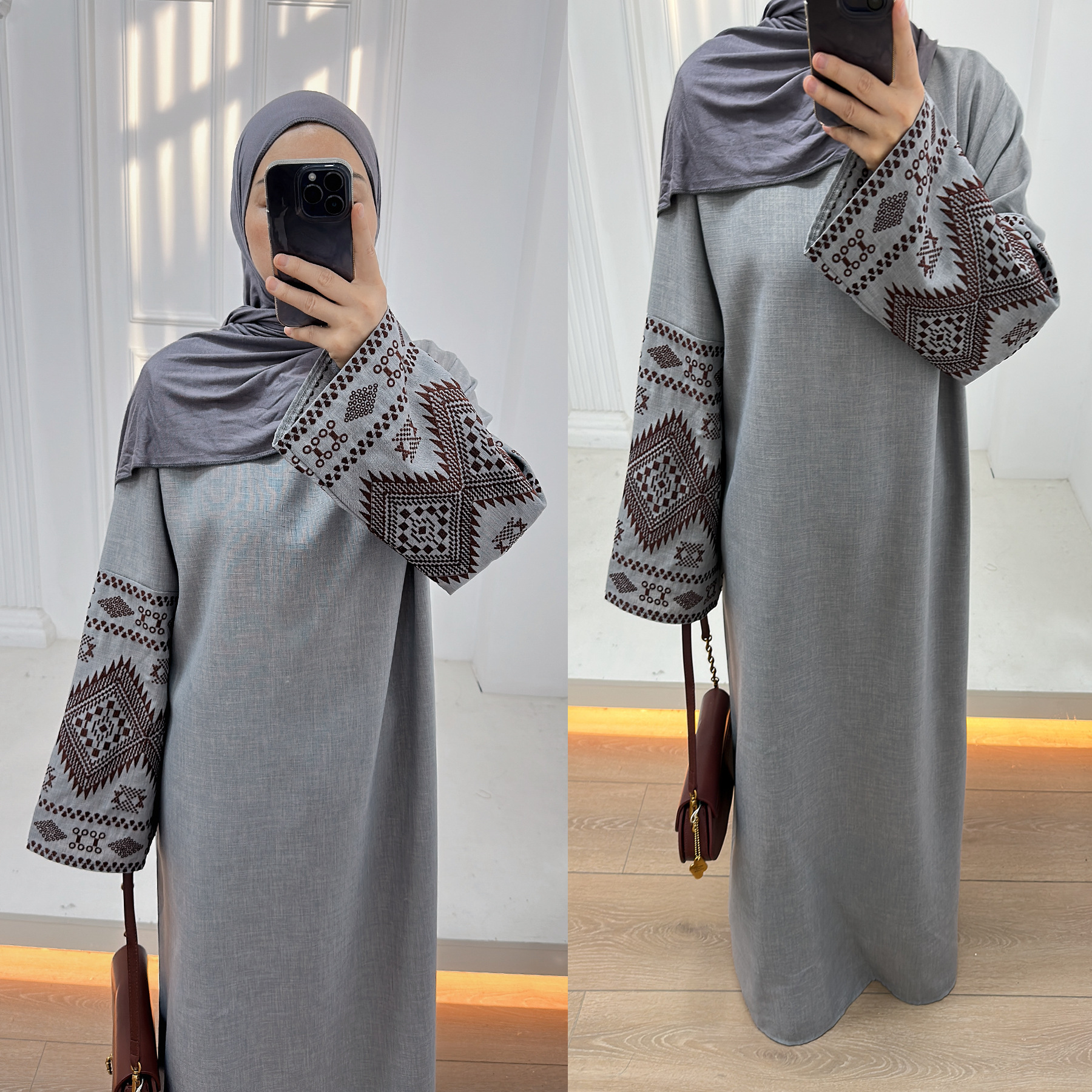 Elegant Ramadan Abaya Kaftan - Dubai Party Dress, Islamic Jubah, Embroidery Cloak, Muslim Women Wear - detail 5