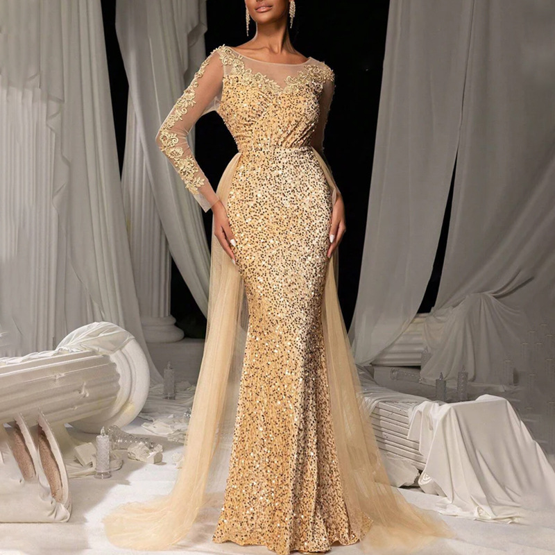 Long Ballgown Women's Evening Dress Elegant Fashionable Lace Party Gown - detail 2