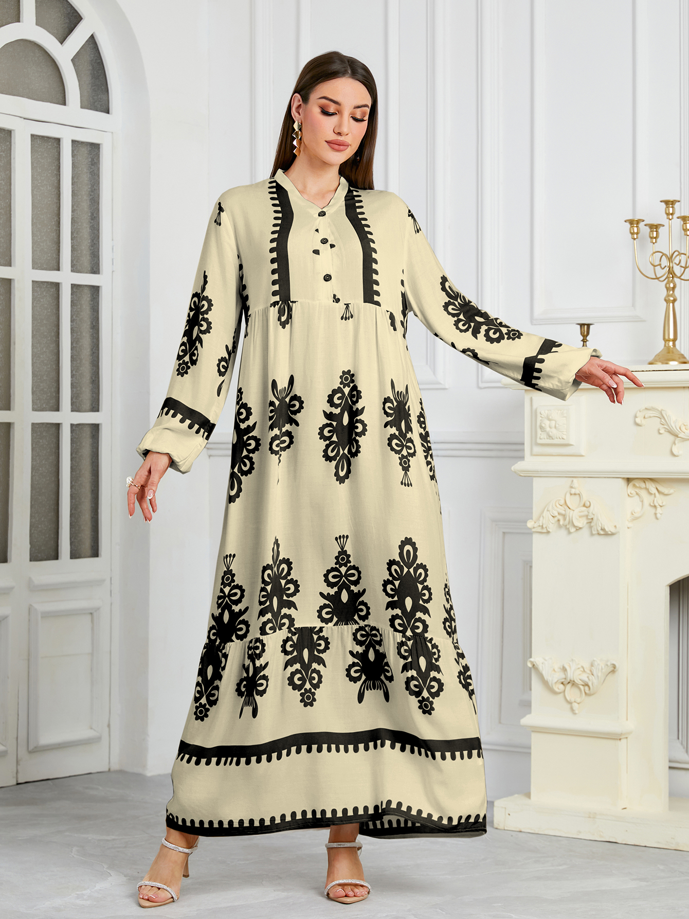 New Women's Muslim Musilin Robe Loose, Comfortable, Fashionable Home Long Dress Robe Abaya Dubai Luxury Islam Elegant - detail 8