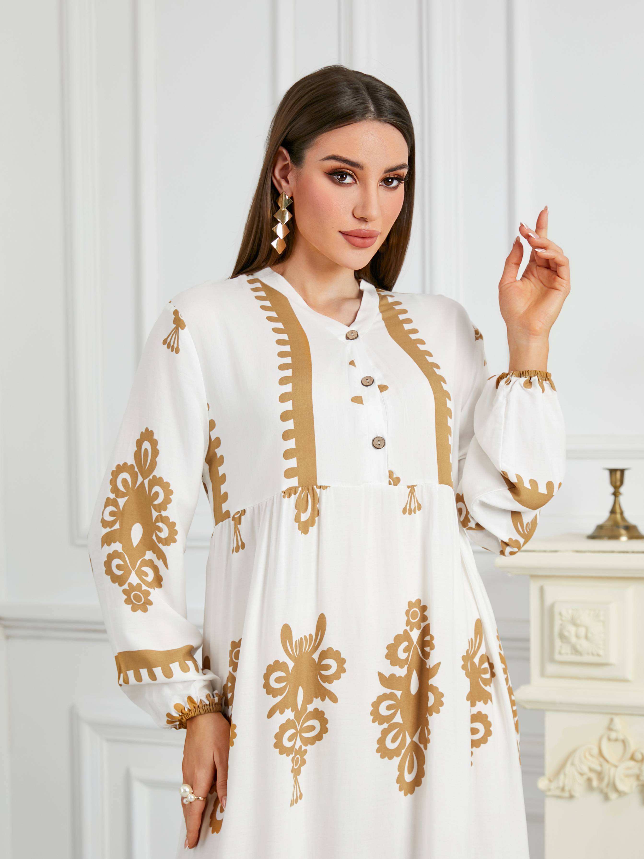 New Women's Muslim Musilin Robe Loose, Comfortable, Fashionable Home Long Dress Robe Abaya Dubai Luxury Islam Elegant - detail 3