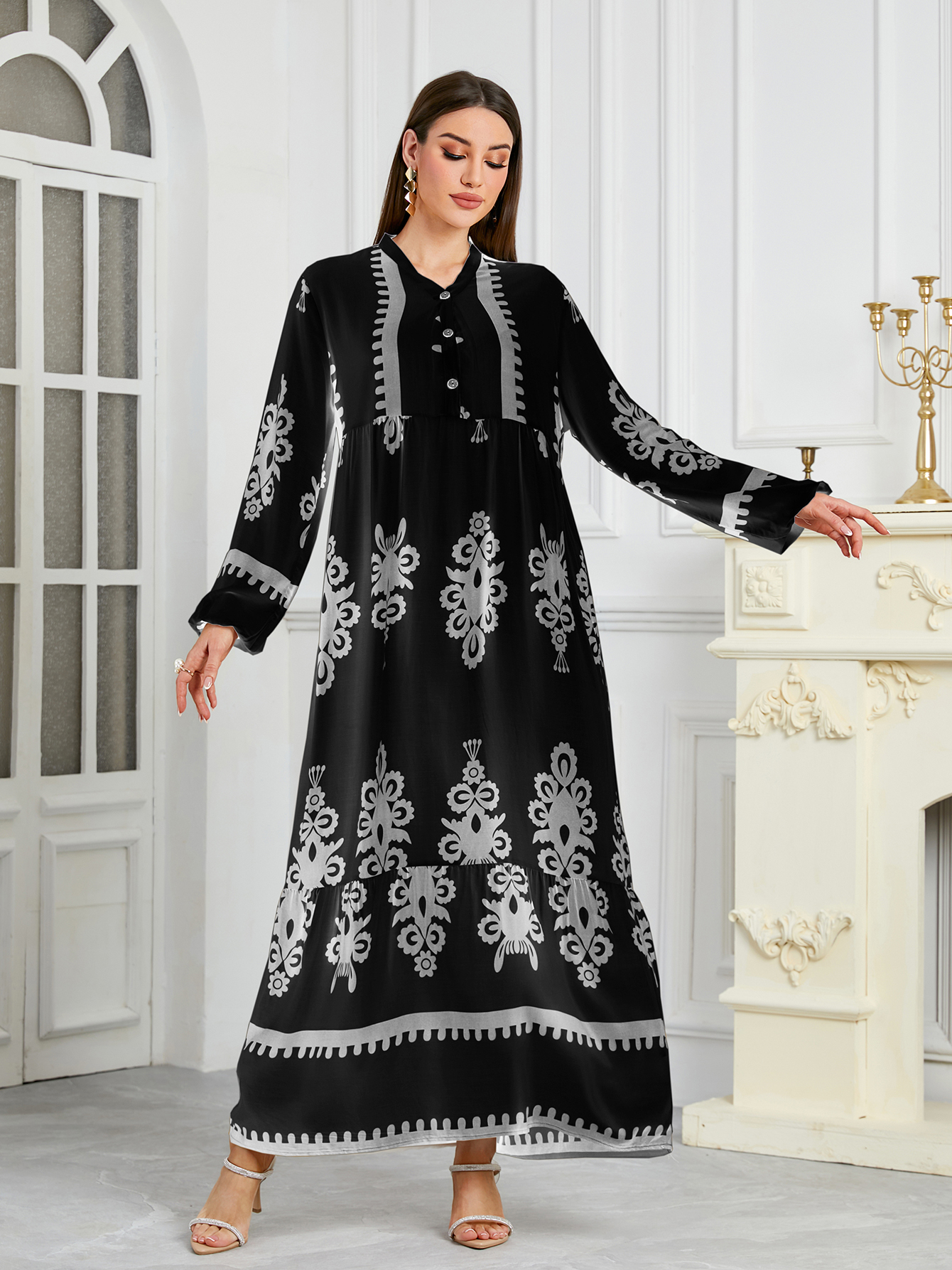 New Women's Muslim Musilin Robe Loose, Comfortable, Fashionable Home Long Dress Robe Abaya Dubai Luxury Islam Elegant - detail 9
