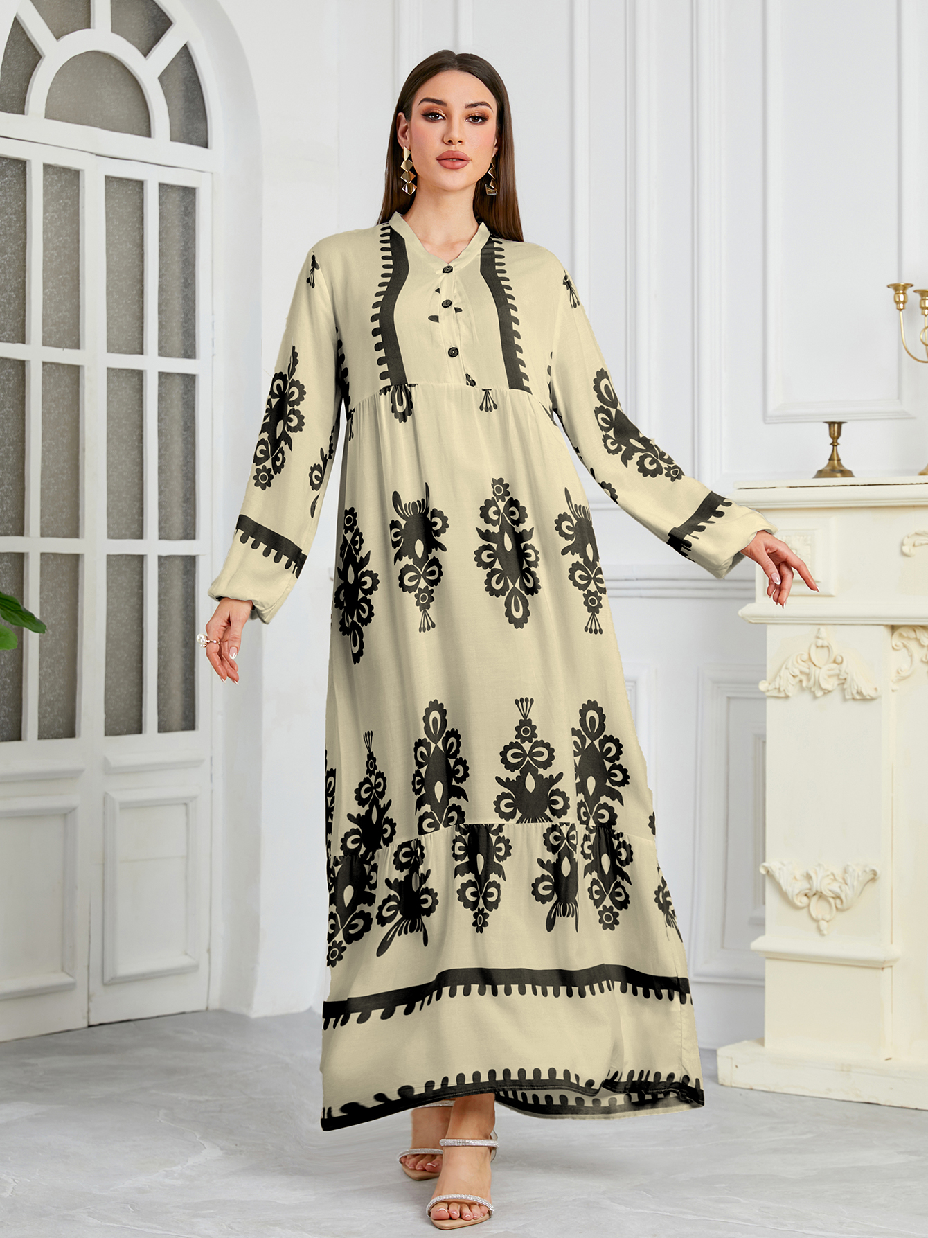 New Women's Muslim Musilin Robe Loose, Comfortable, Fashionable Home Long Dress Robe Abaya Dubai Luxury Islam Elegant - detail 12