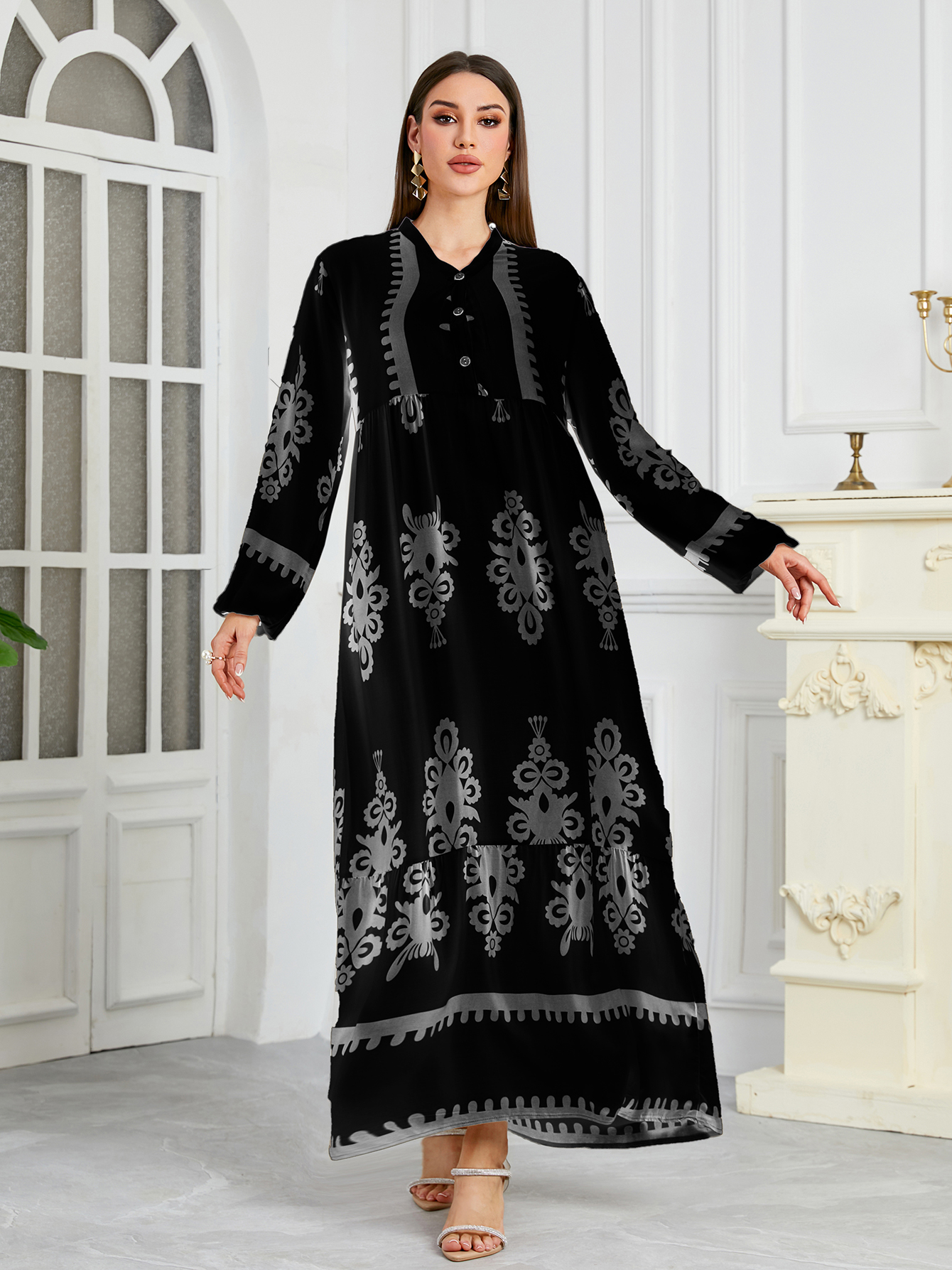 New Women's Muslim Musilin Robe Loose, Comfortable, Fashionable Home Long Dress Robe Abaya Dubai Luxury Islam Elegant - detail 10