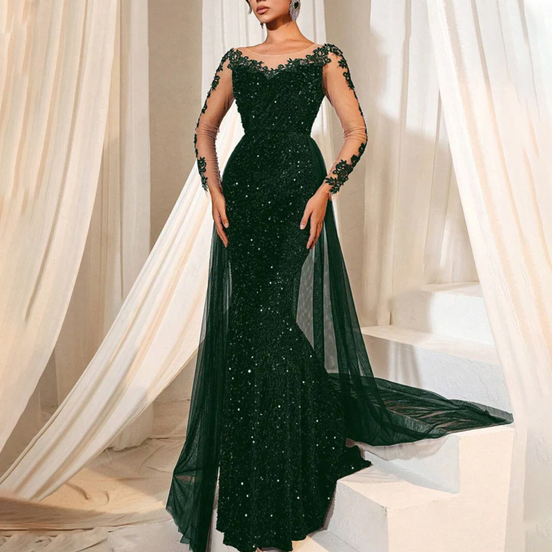 Long Ballgown Women's Evening Dress Elegant Fashionable Lace Party Gown - detail 5
