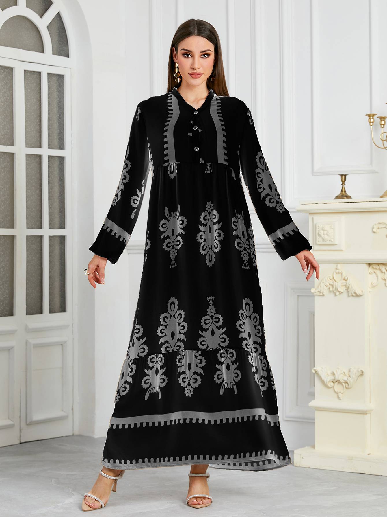 New Women's Muslim Musilin Robe Loose, Comfortable, Fashionable Home Long Dress Robe Abaya Dubai Luxury Islam Elegant - detail 4