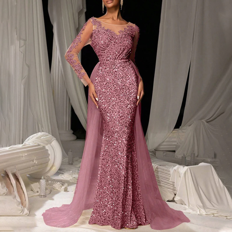 Long Ballgown Women's Evening Dress Elegant Fashionable Lace Party Gown - detail 3