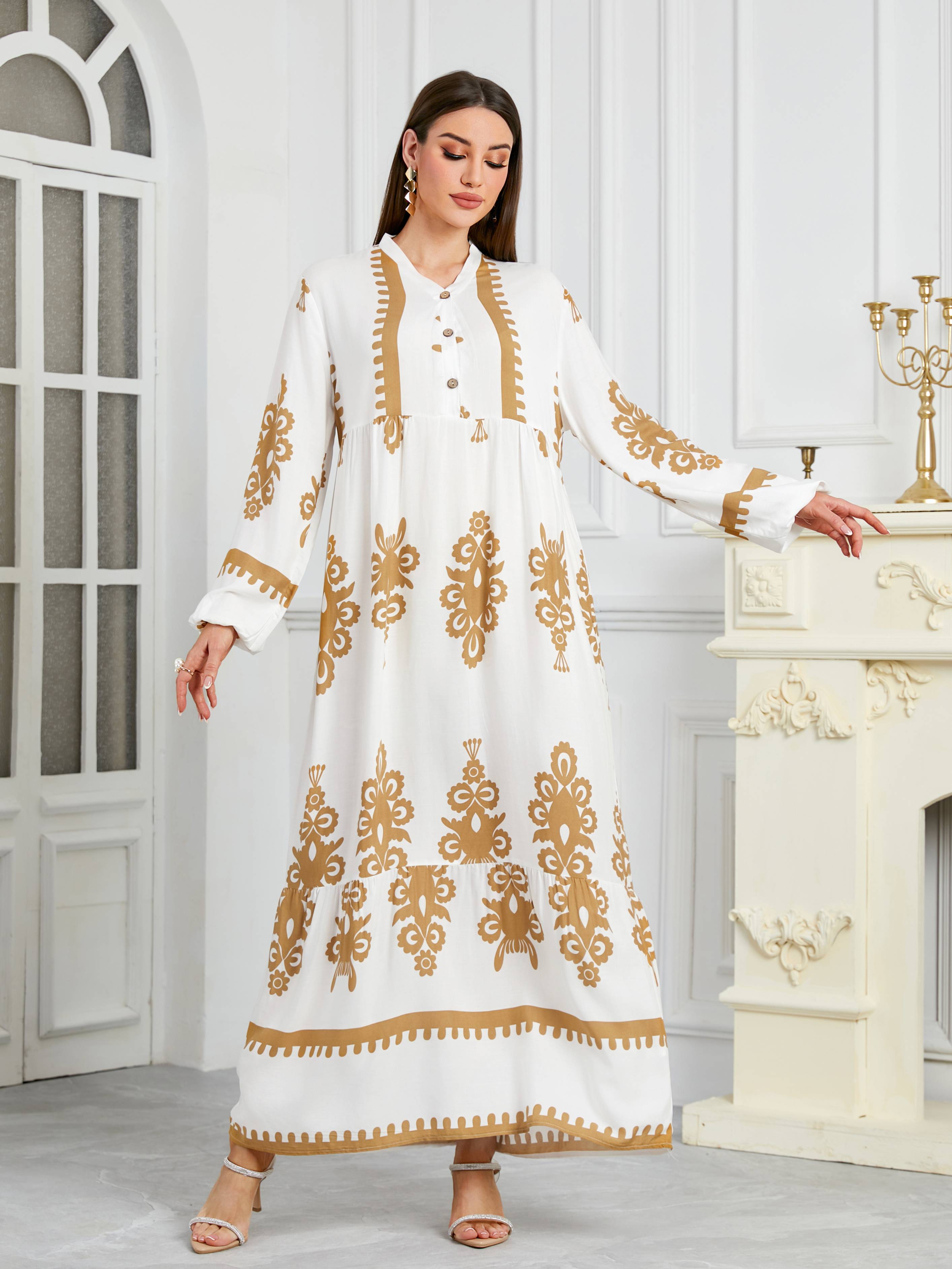 New Women's Muslim Musilin Robe Loose, Comfortable, Fashionable Home Long Dress Robe Abaya Dubai Luxury Islam Elegant - detail 5