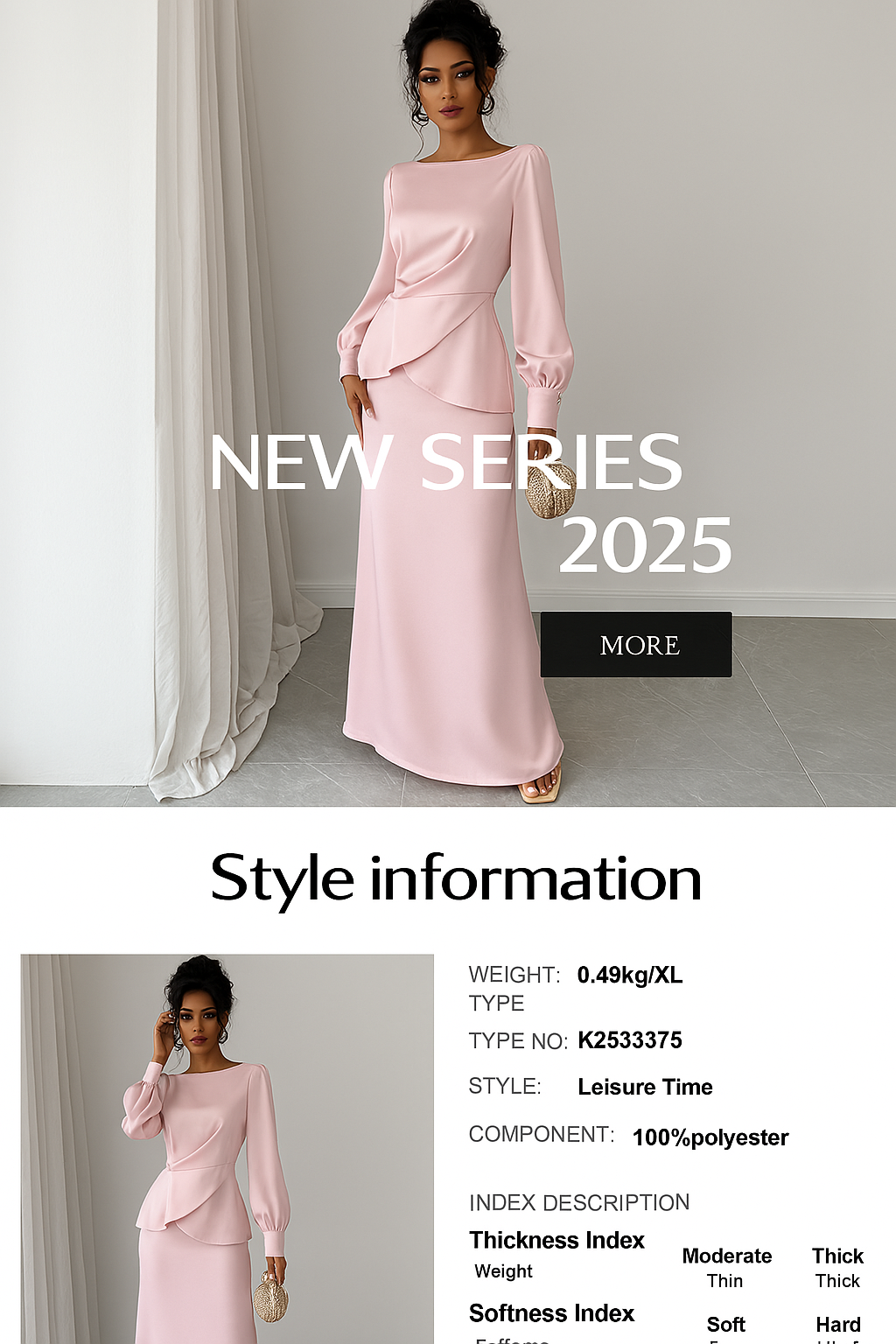Elegant Satins Outfit Women Long Sleeved Lace Up Top+High Waist Loose Straight Bust Skirt Female Two Piece Set - detail 6
