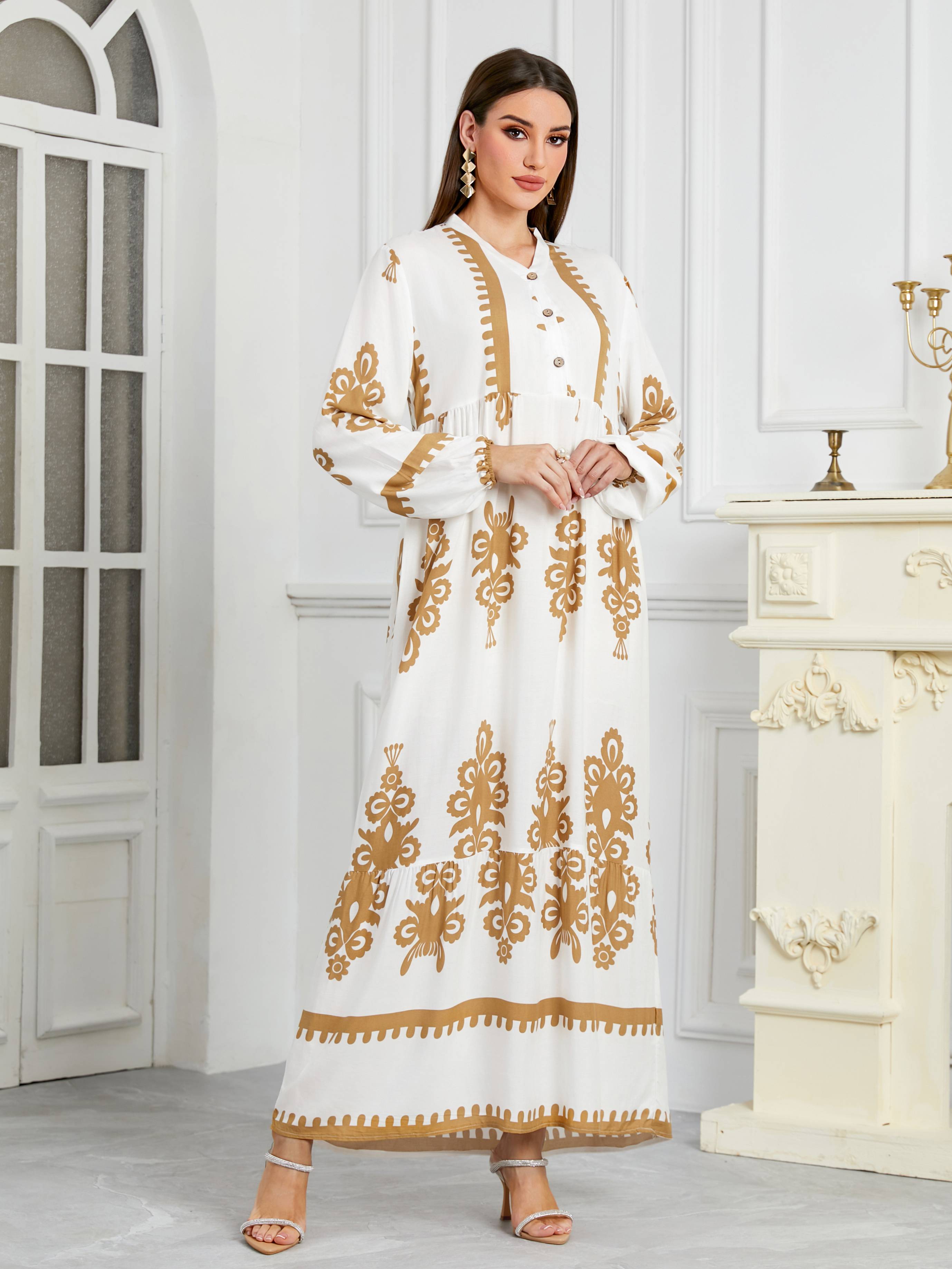 New Women's Muslim Musilin Robe Loose, Comfortable, Fashionable Home Long Dress Robe Abaya Dubai Luxury Islam Elegant - detail 2