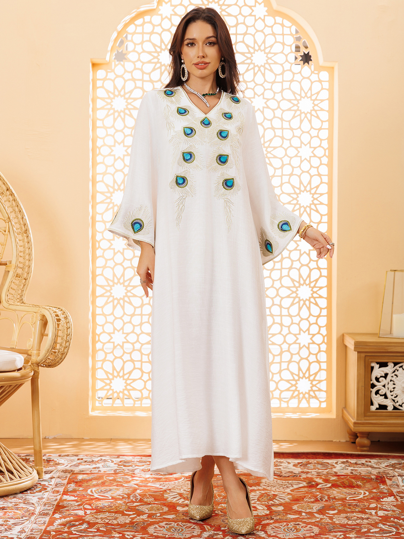 Dubai Embroidery Abayas for Women Long Dress Kaftan Party Raya Djellaba Islam Clothing Caftan Jalabiya Robe - detail 1