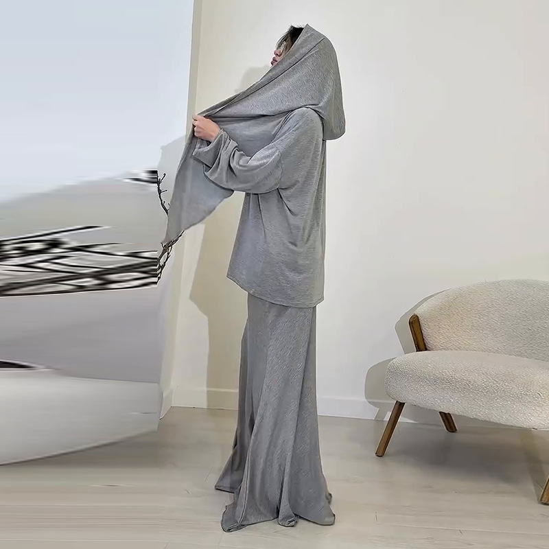 Muslim Women Swag Abaya Women Muslim Fashion headscarf long-sleeved skirt Abaya Dubai Muslimah Ensembles 2 Piece Set - detail 4