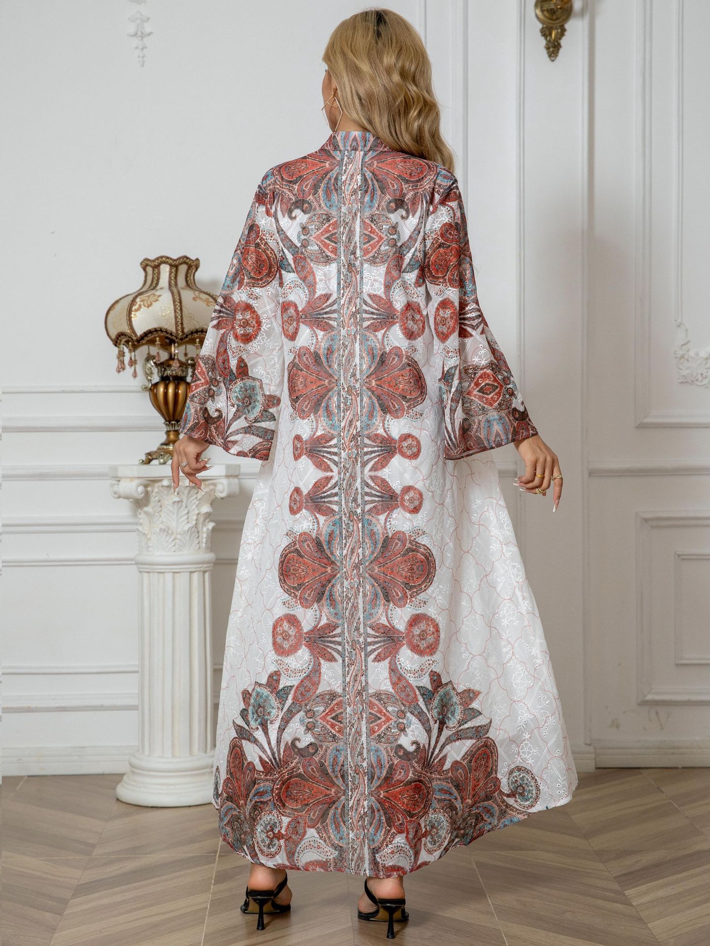 New Muslim Women's Robe Embroidered Cloth Print Diamond Women's Long Dress - detail 11