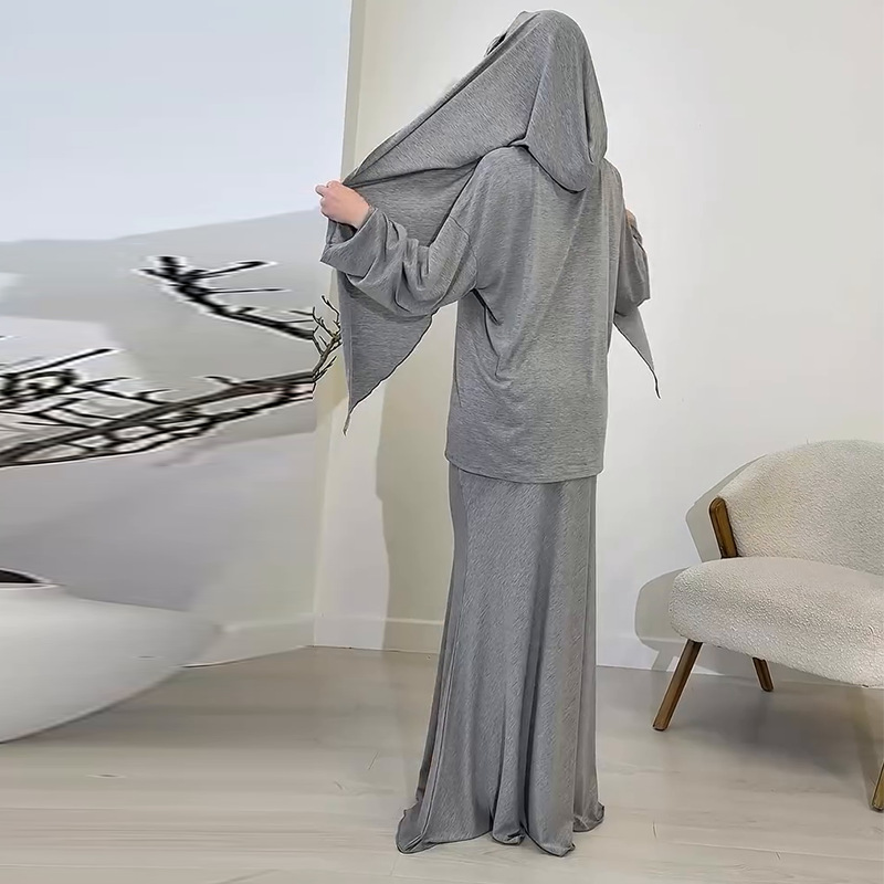Muslim Women Swag Abaya Women Muslim Fashion headscarf long-sleeved skirt Abaya Dubai Muslimah Ensembles 2 Piece Set - detail 5