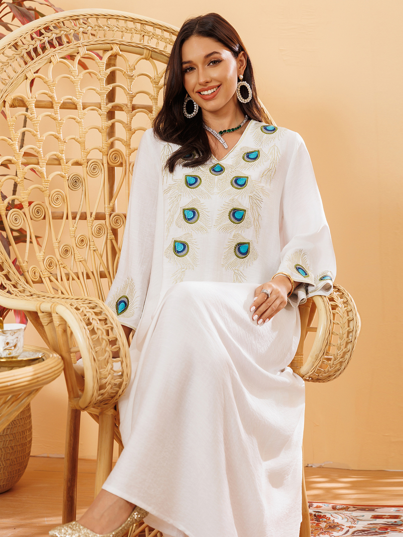 Dubai Embroidery Abayas for Women Long Dress Kaftan Party Raya Djellaba Islam Clothing Caftan Jalabiya Robe - detail 6