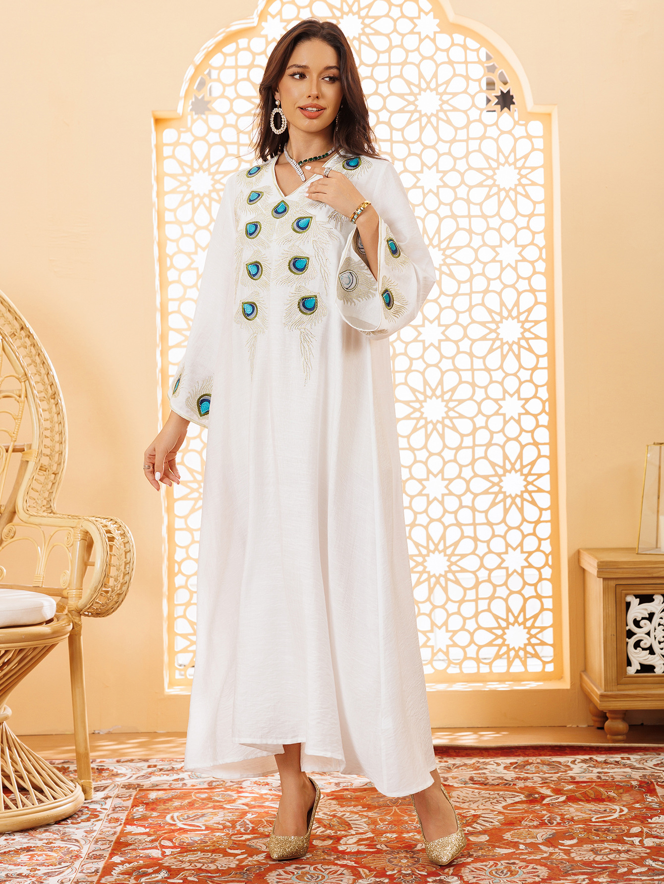 Dubai Embroidery Abayas for Women Long Dress Kaftan Party Raya Djellaba Islam Clothing Caftan Jalabiya Robe - detail 2