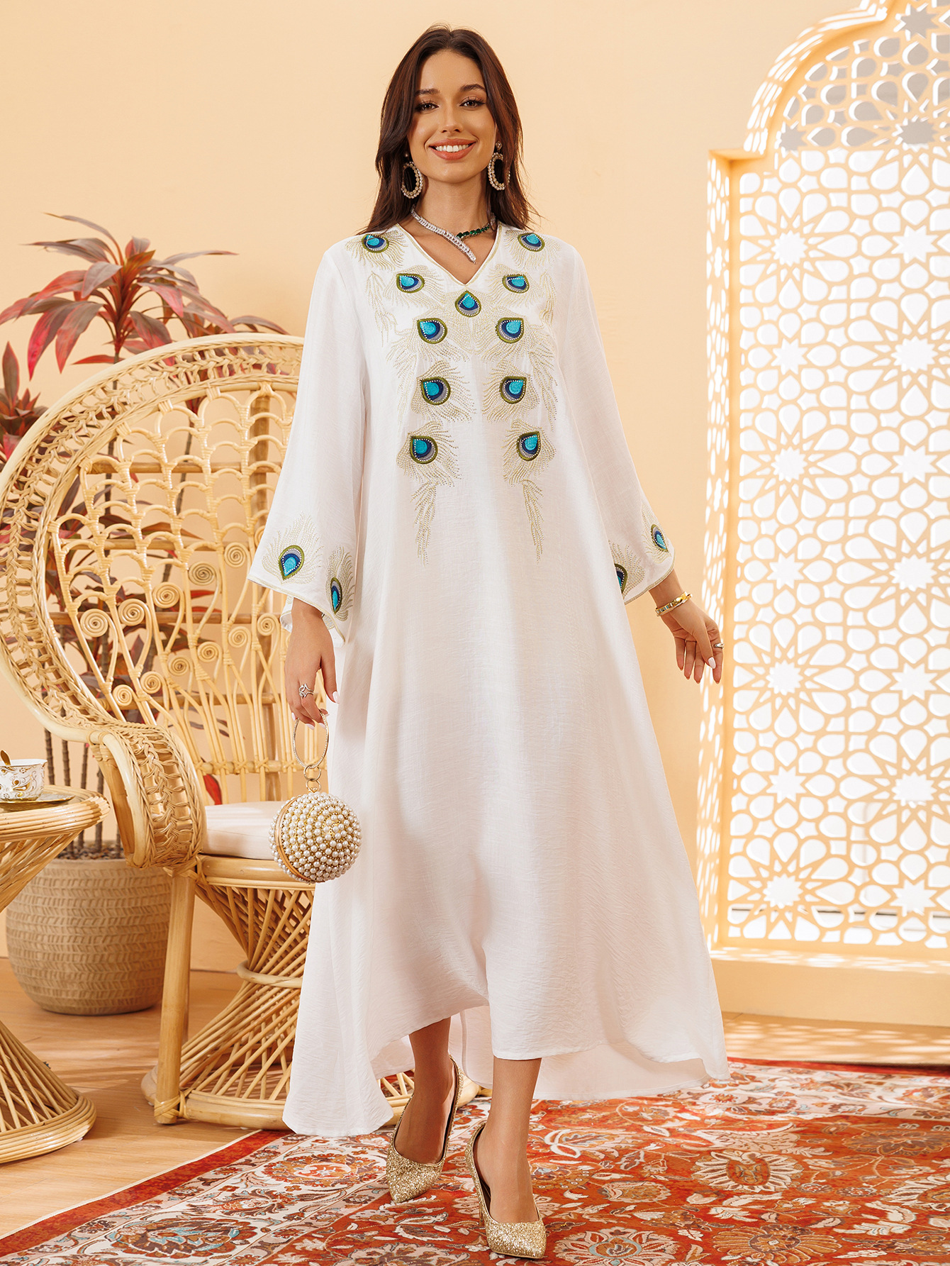 Dubai Embroidery Abayas for Women Long Dress Kaftan Party Raya Djellaba Islam Clothing Caftan Jalabiya Robe - detail 4
