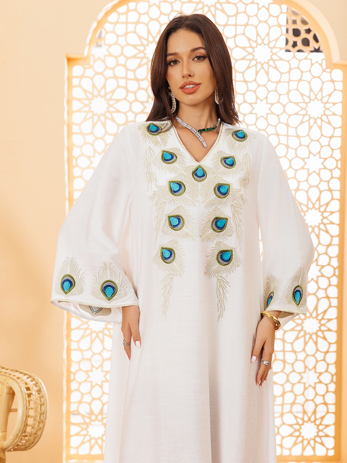 Dubai Embroidery Abayas for Women Long Dress Kaftan Party Raya Djellaba Islam Clothing Caftan Jalabiya Robe - detail 3