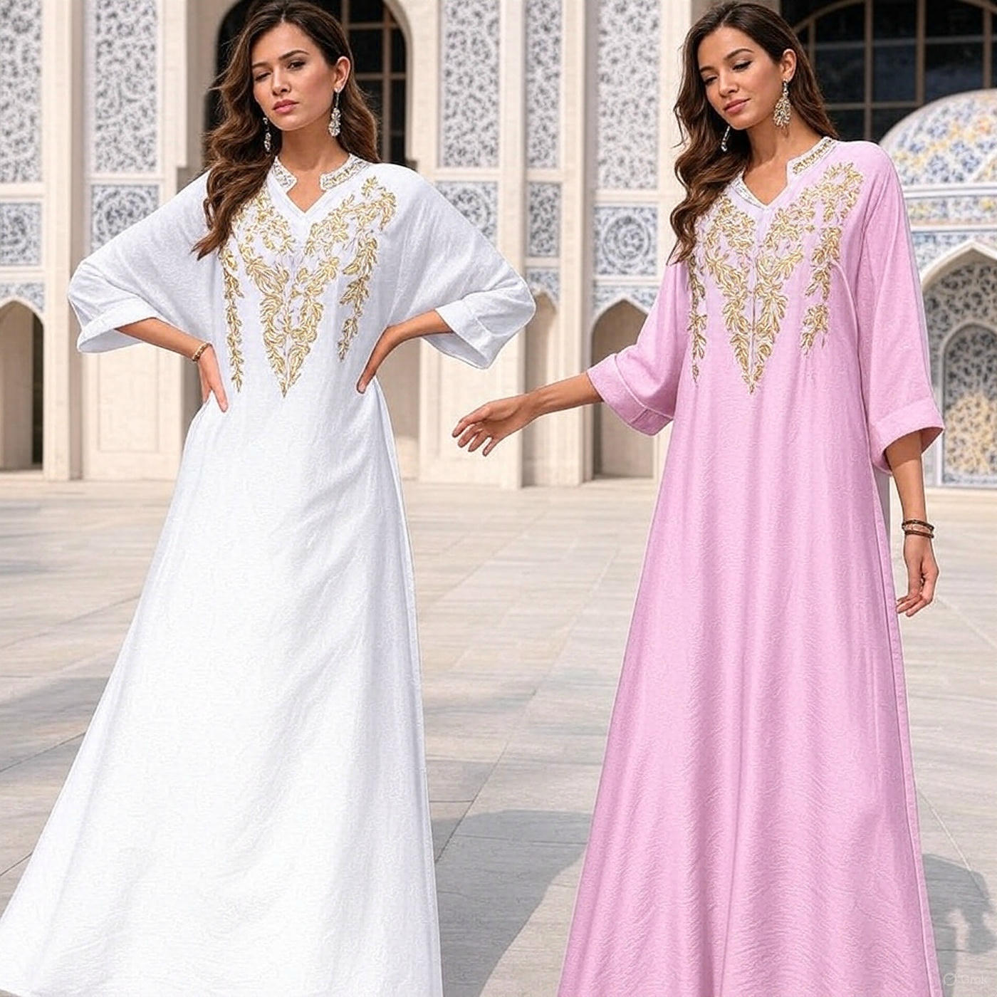 Muslim Robe Women Embroidered Abaya Dress Dubai Women Muslim Slim Elegant Abaya - detail 1