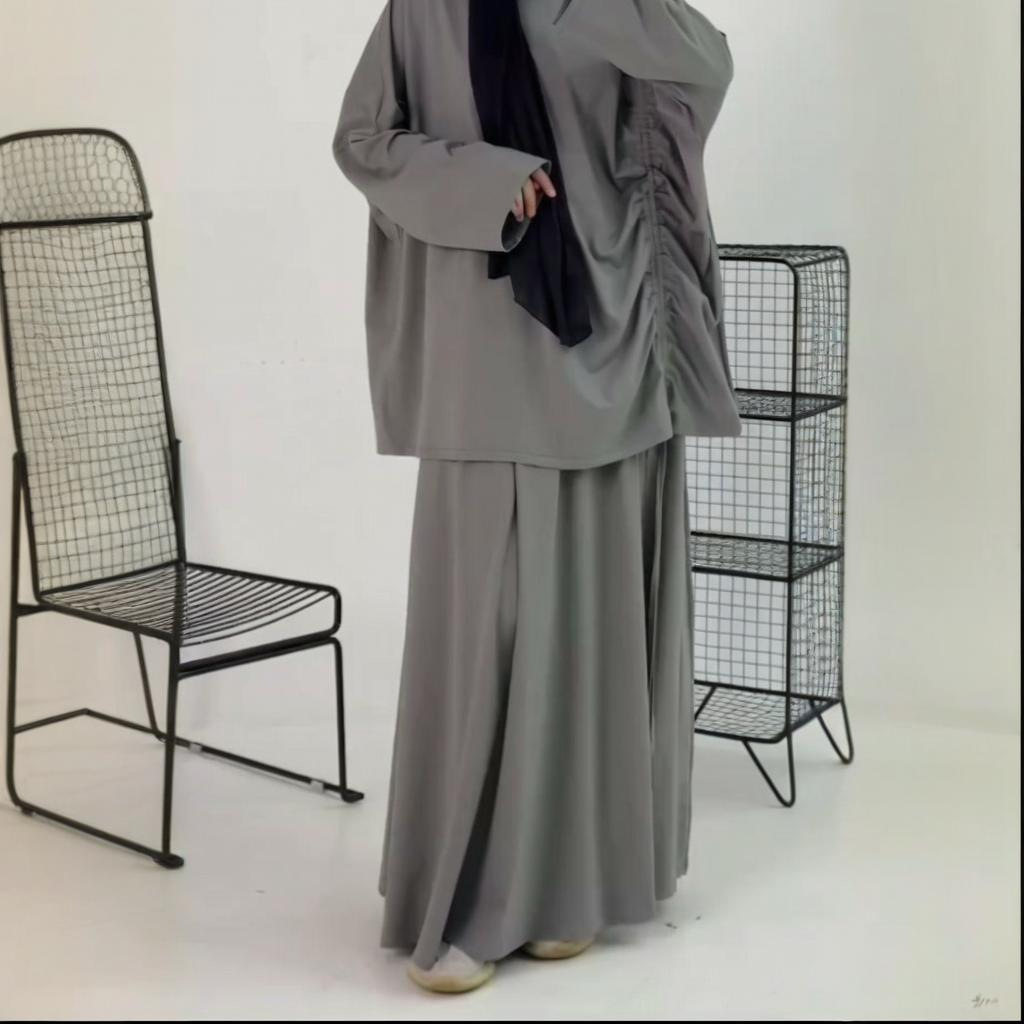 Simple solid color new loose and comfortable drawstring solid color skirt set women's clothing - detail 5