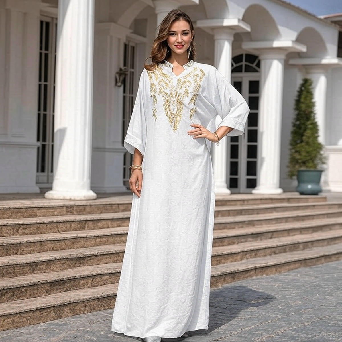 Muslim Robe Women Embroidered Abaya Dress Dubai Women Muslim Slim Elegant Abaya - detail 7