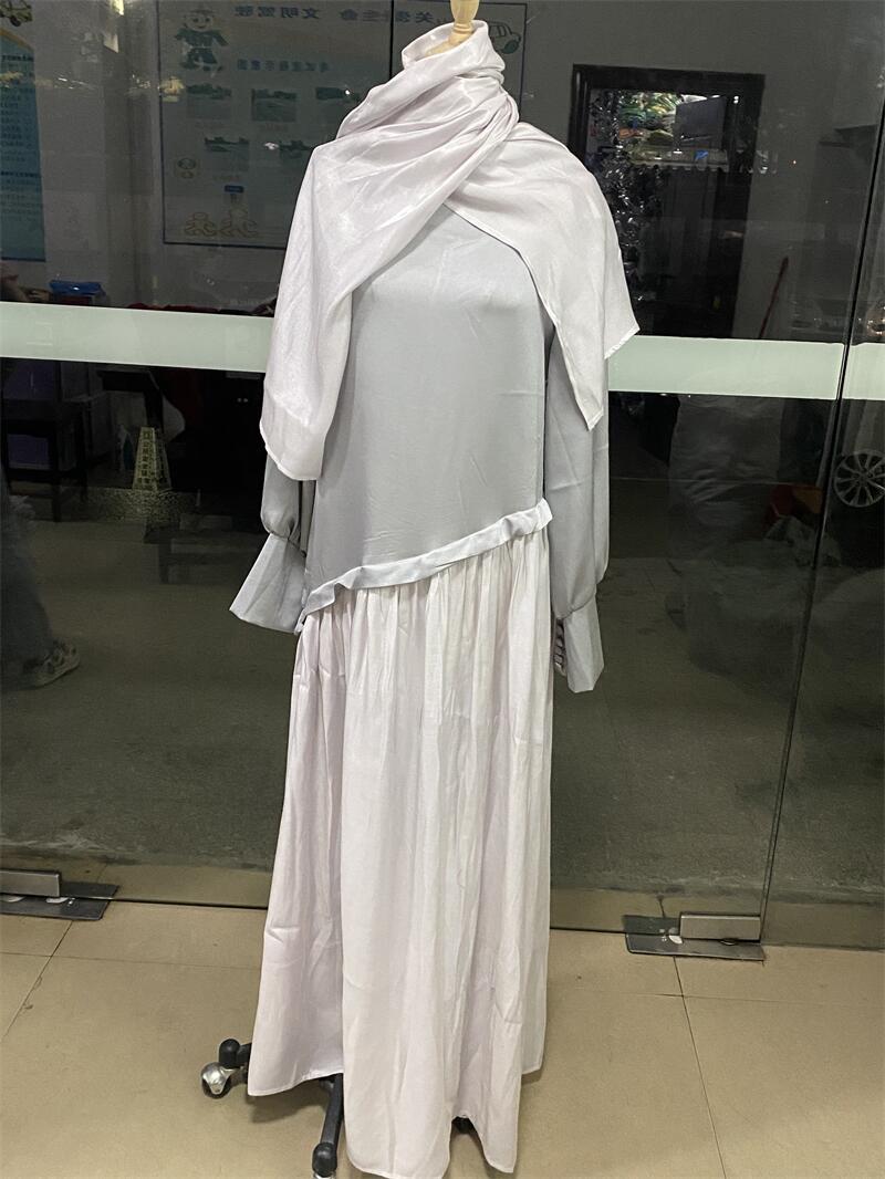 Spring New Women's Muslim Style Satin Stitching Design Elegant Fashion Dress jalabiya - detail 6